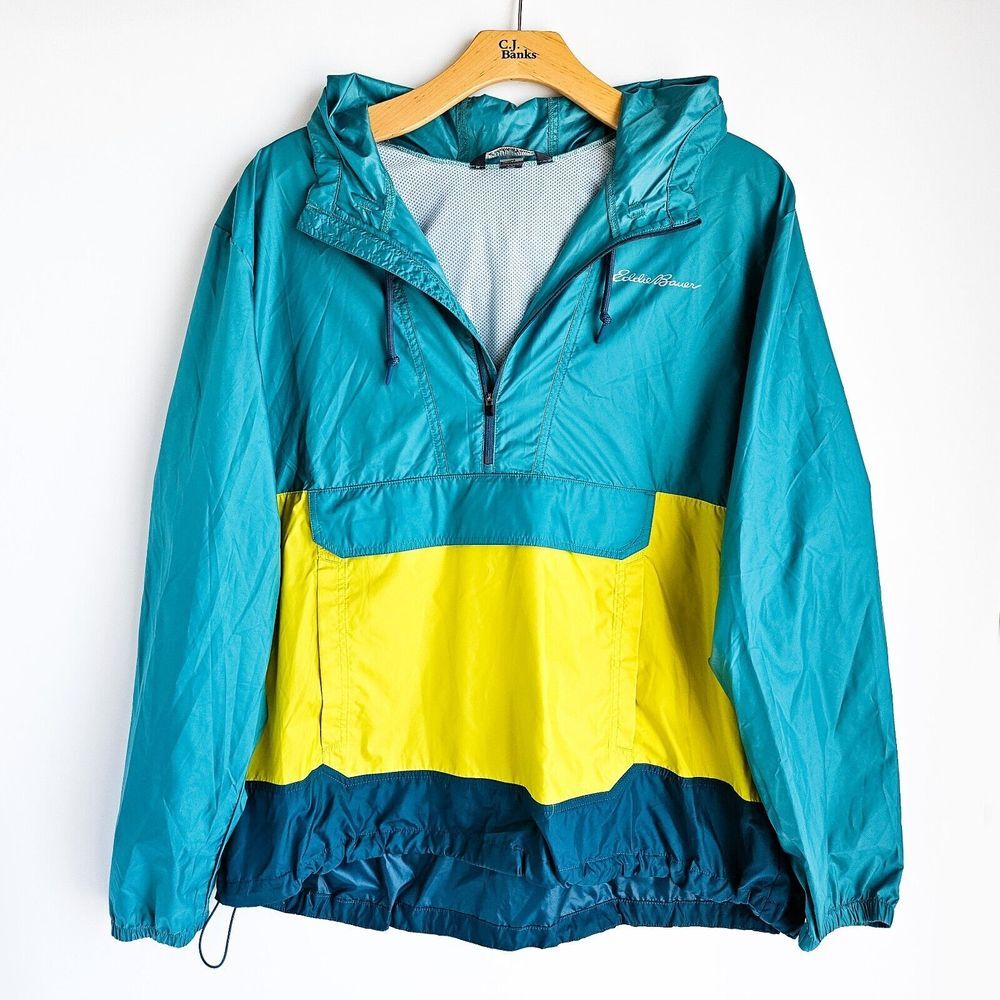 Eddie Bauer Soft Shell Lightweight Pullover Hooded Windbreaker 1/2 Jacket 2XL